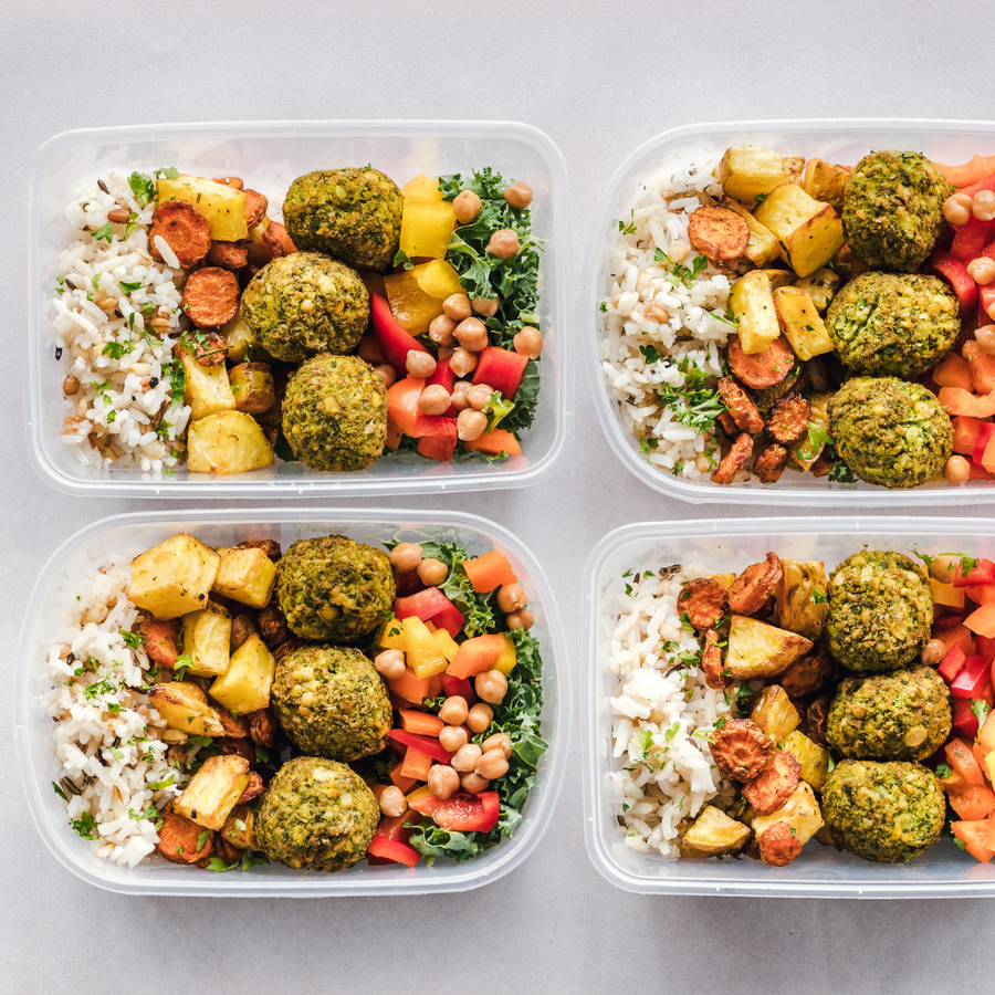 Healthy prepared meals in containers